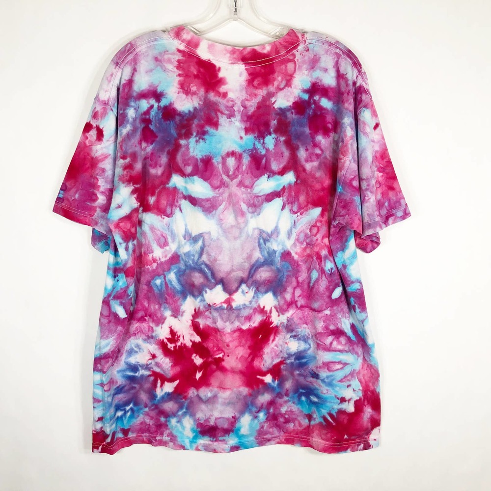 Cat Lady‎ Tie Dye Tee Size Large Gildan Handmade Unisex Pink Blue Purple 144 - Picture 2 of 6